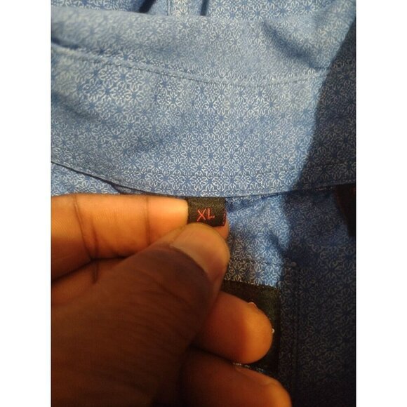 Rafter C Mens Button Down Shirt Blue All Over Print Golf Shirt Long Sleeve XL - Picture 10 of 14